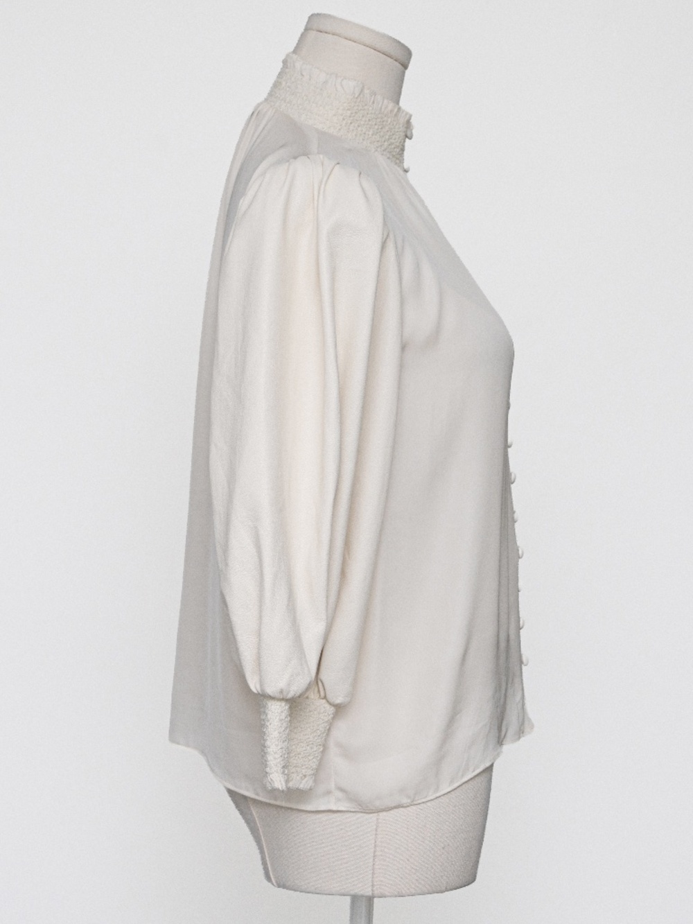 Alice + Olivia - Carmina Vegan Leather Smocked-Cuff Blouse - Picture 4 of 9